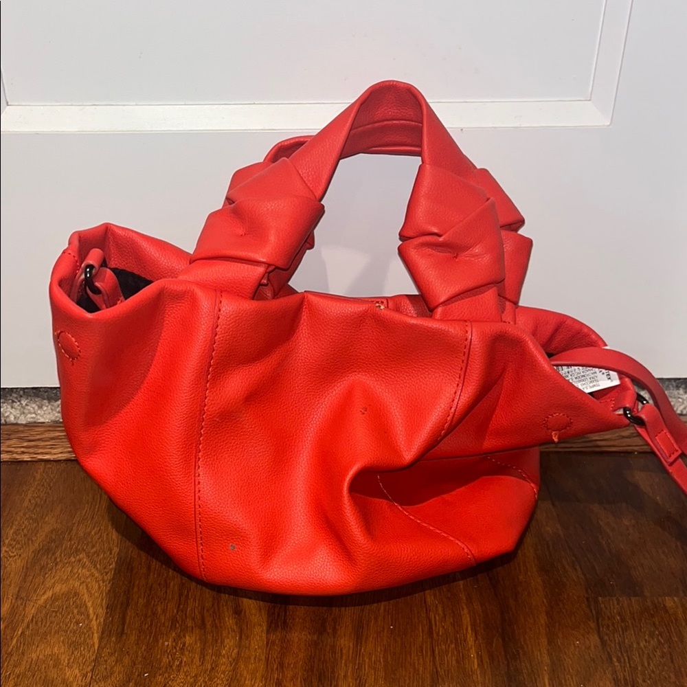Zara Red Shoulder Bag with Glossy Finish